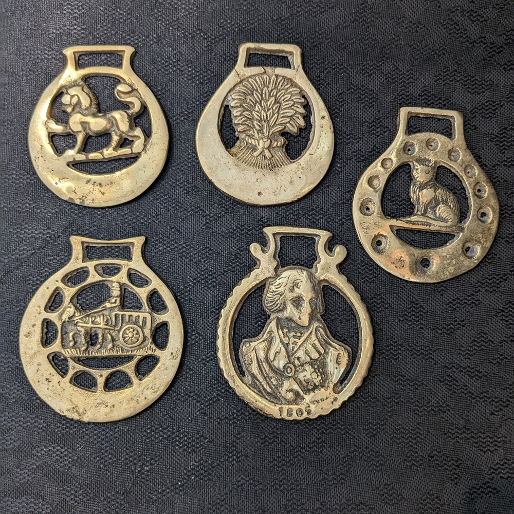 Vintage Brass Horse Medallions